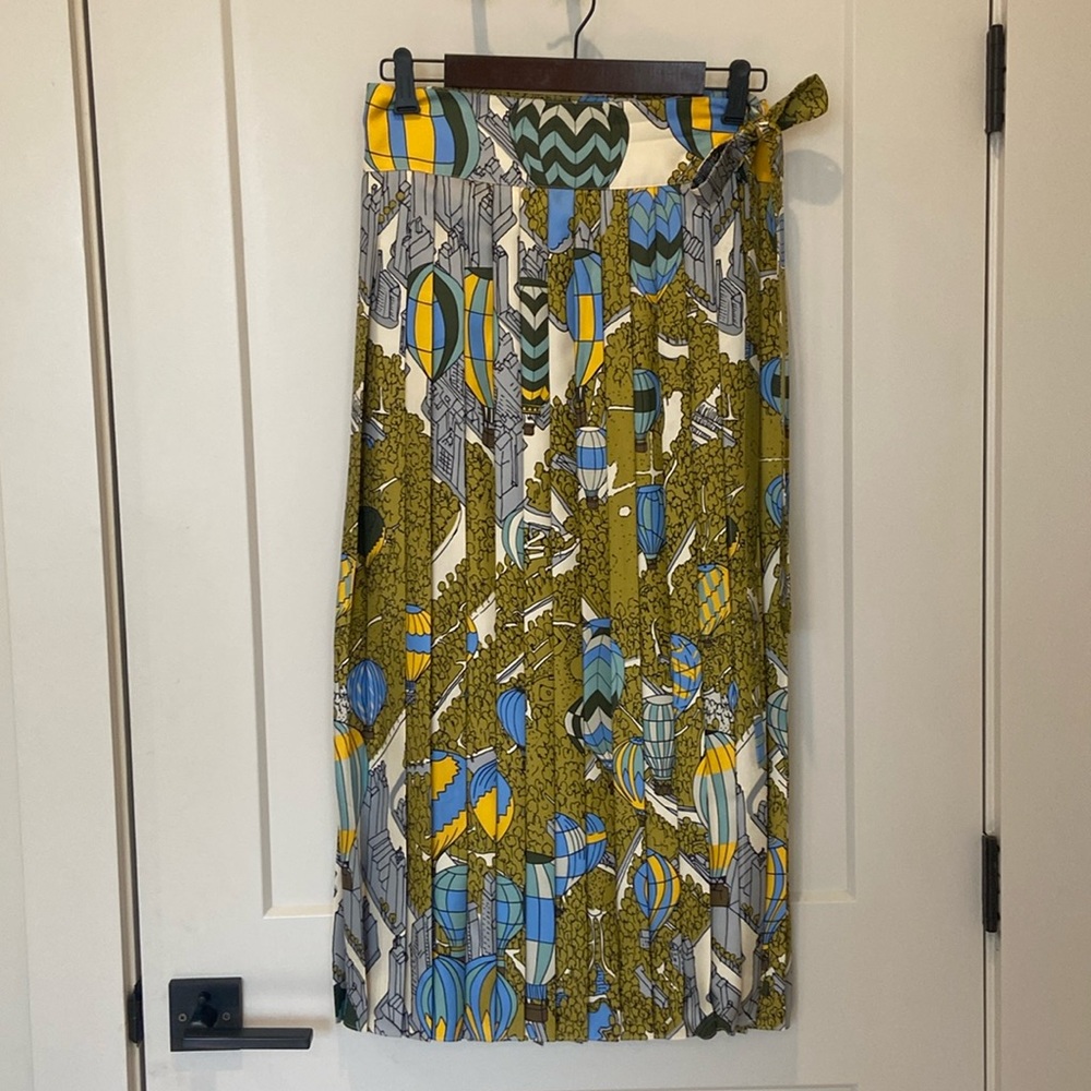 Tory Burch Silk Twill Pleated Wrap Skirt